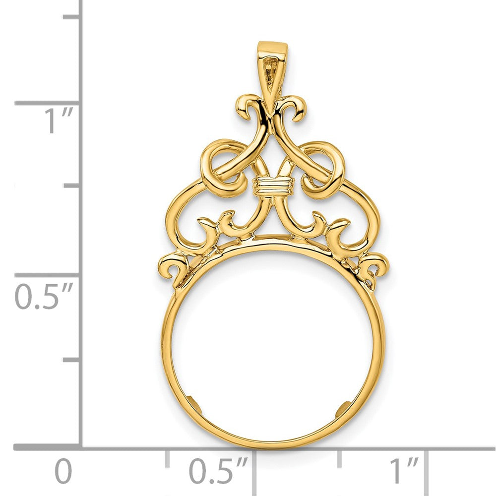 FJC Finejewelers 14 kt Yellow Gold Polished Filigree Top 16.5mm Prong Coin Bezel Pendant
