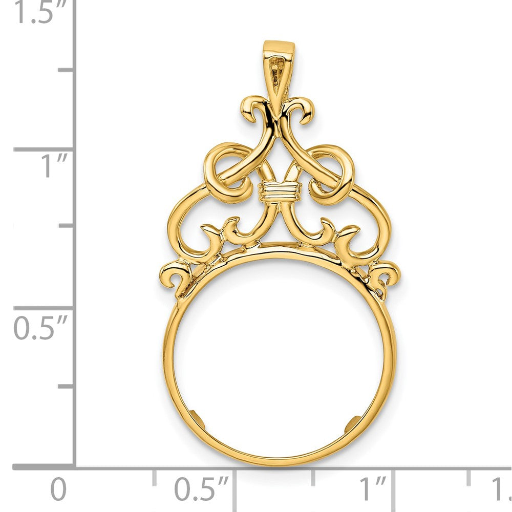 FJC Finejewelers 14 kt Yellow Gold Polished Filigree Top 17.8mm Prong Coin Bezel Pendant