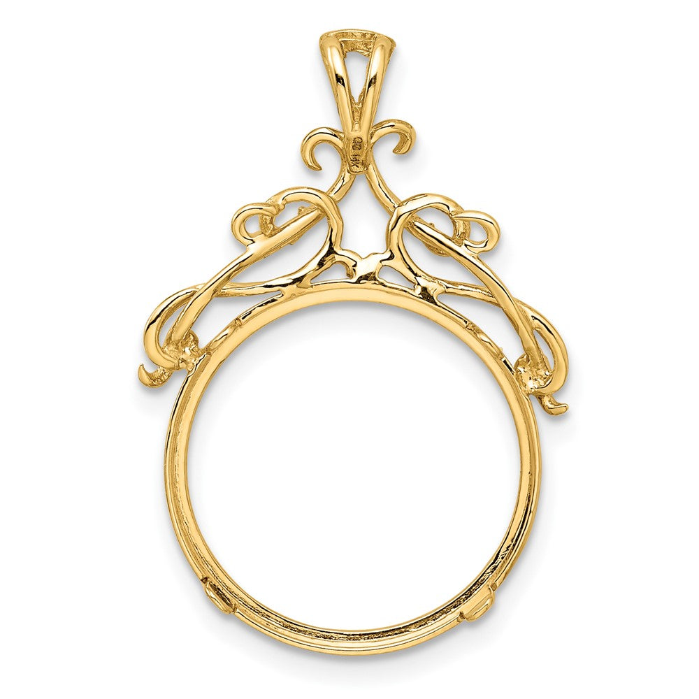 FJC Finejewelers 14 kt Yellow Gold Thin Filigree Top 16.5mm Prong Coin Bezel Pendant