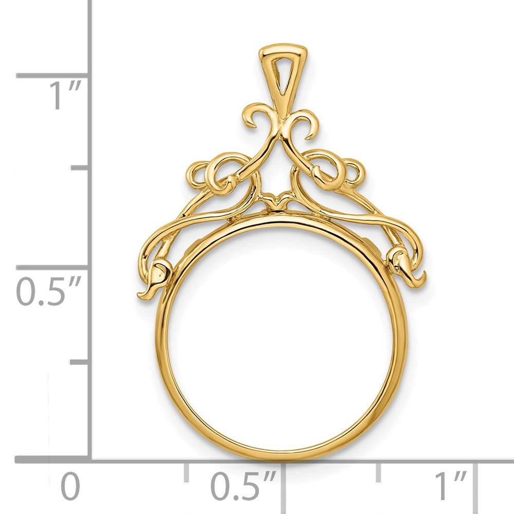 FJC Finejewelers 14 kt Yellow Gold Thin Filigree Top 16.5mm Prong Coin Bezel Pendant