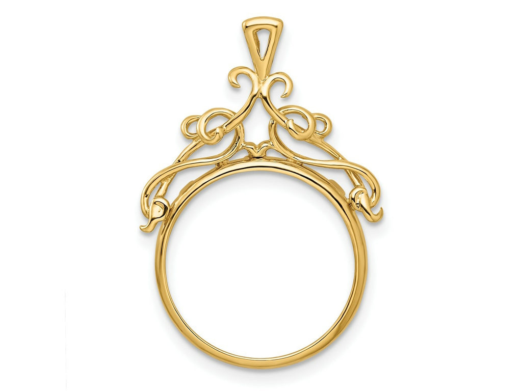 FJC Finejewelers 14 kt Yellow Gold Thin Filigree Top 16.5mm Prong Coin Bezel Pendant