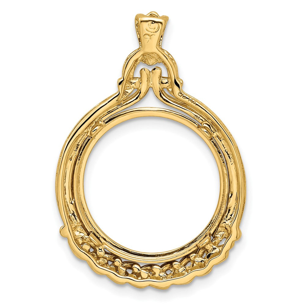 FJC Finejewelers 14 kt Yellow Gold Fancy Wheat Bottom 16.5mm Prong Coin Bezel Pendant