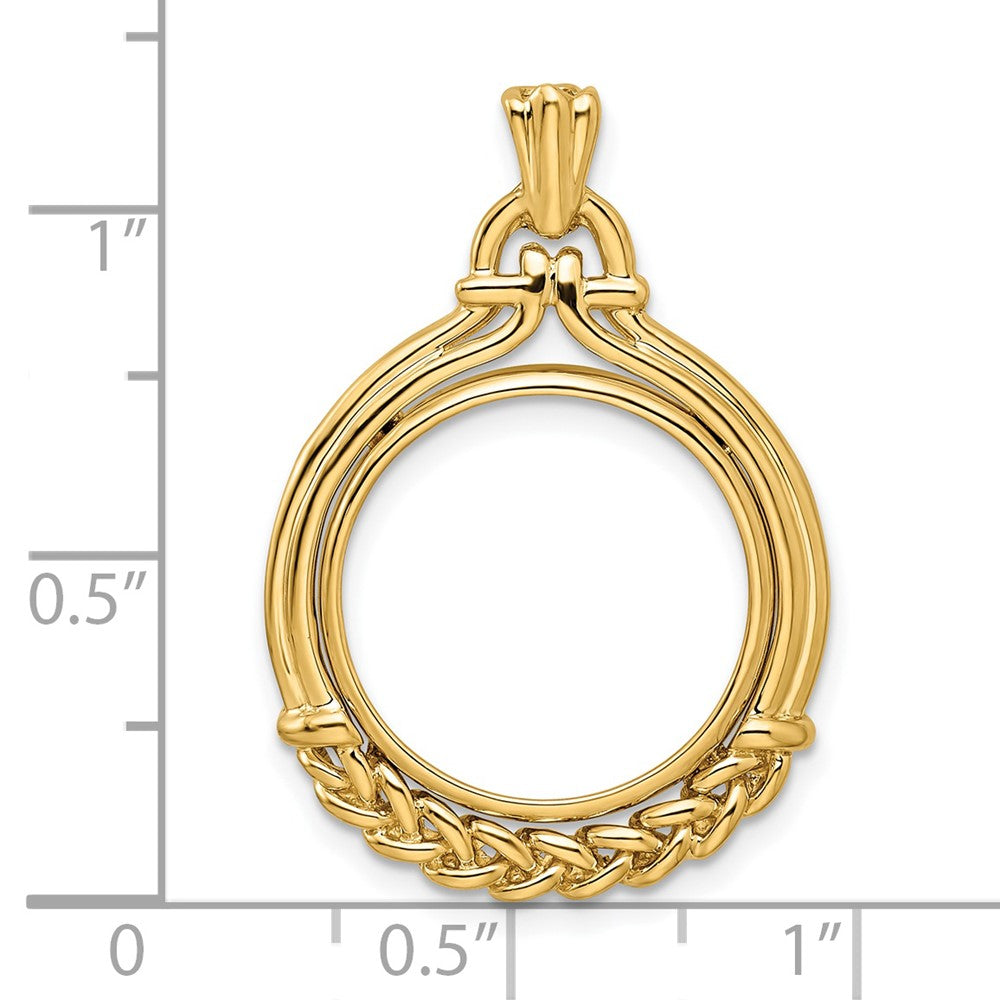 FJC Finejewelers 14 kt Yellow Gold Fancy Wheat Bottom 16.5mm Prong Coin Bezel Pendant