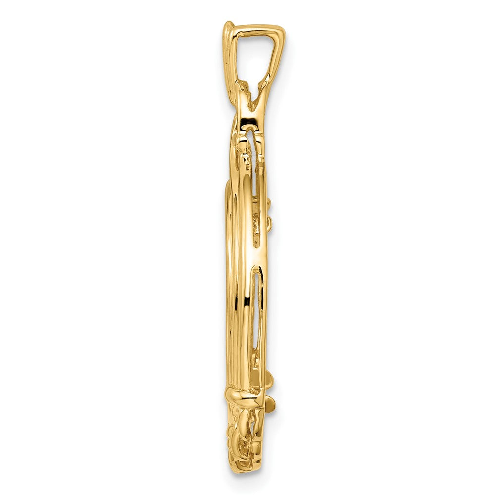 FJC Finejewelers 14 kt Yellow Gold Fancy Wheat Bottom 16.5mm Prong Coin Bezel Pendant