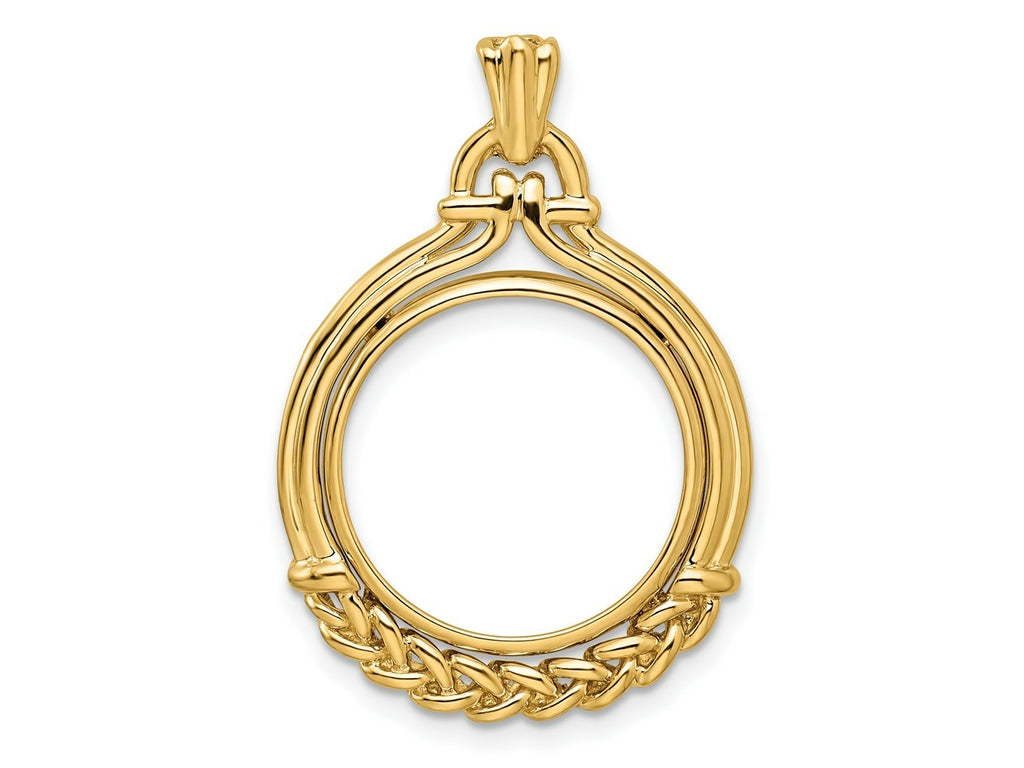 FJC Finejewelers 14 kt Yellow Gold Fancy Wheat Bottom 16.5mm Prong Coin Bezel Pendant