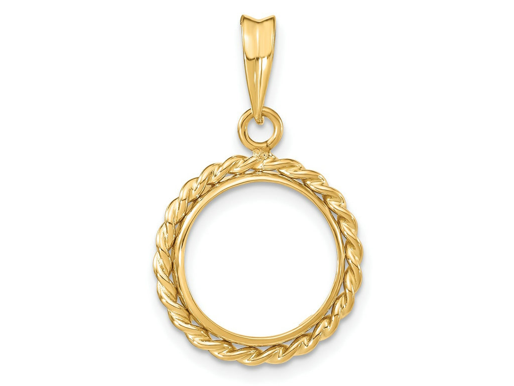FJC Finejewelers 14 kt Yellow Gold with Twisted Wire 13.0mm Prong Coin Bezel Pendant