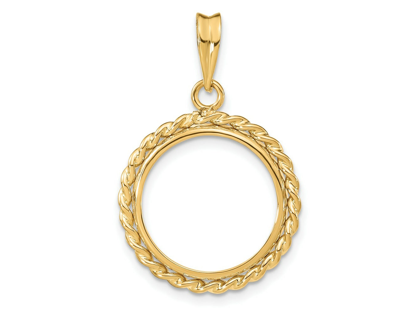 FJC Finejewelers 14 kt Yellow Gold with Twisted Wire 16.0mm Prong Coin Bezel Pendant