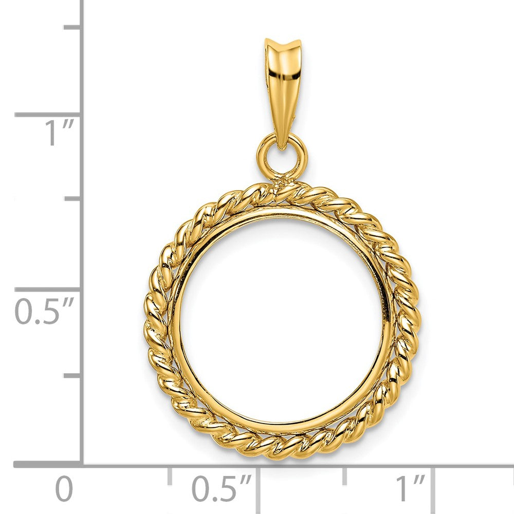 FJC Finejewelers 14 kt Yellow Gold with Twisted Wire 16.5mm Prong Coin Bezel Pendant
