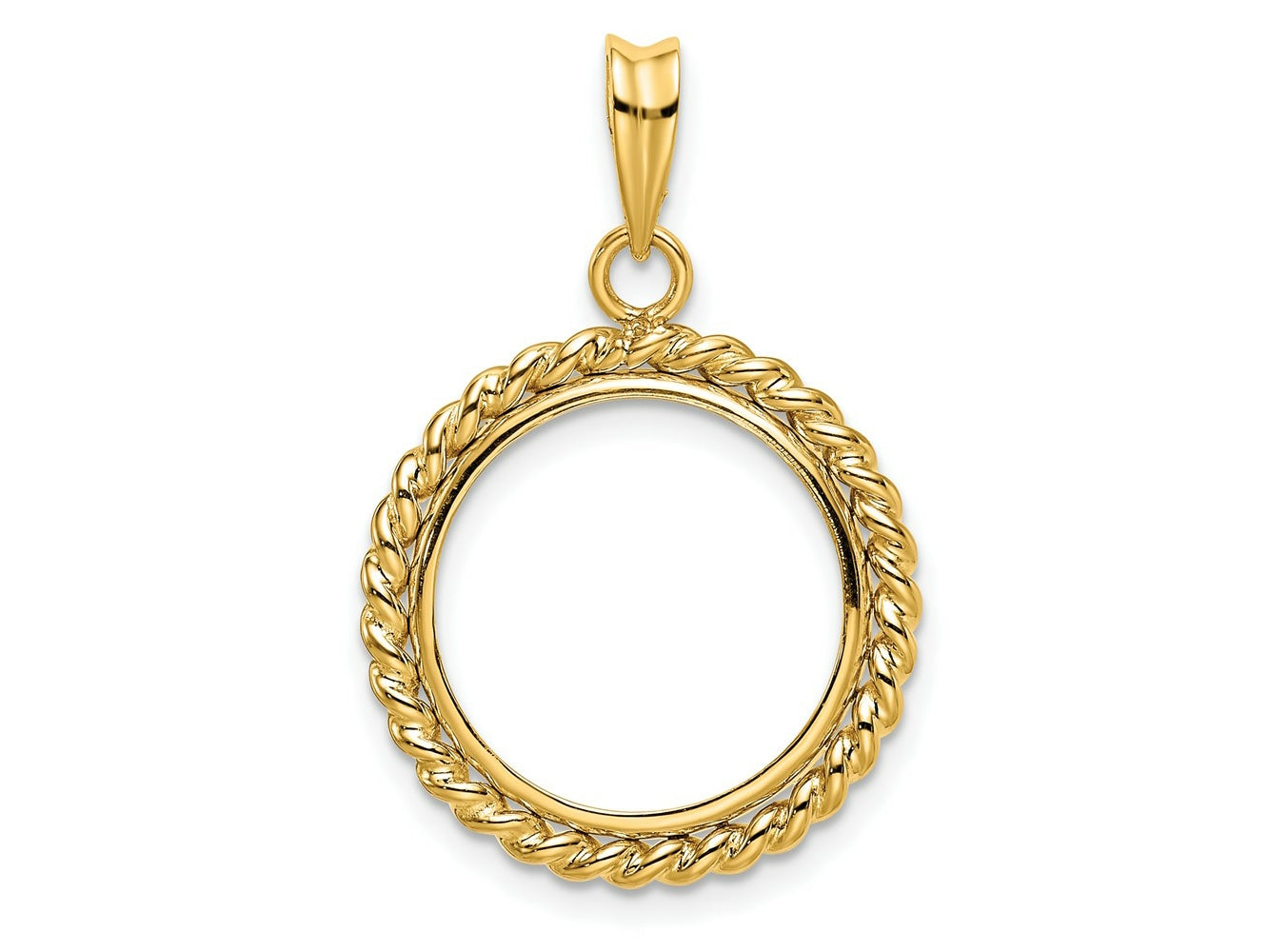 FJC Finejewelers 14 kt Yellow Gold with Twisted Wire 16.5mm Prong Coin Bezel Pendant