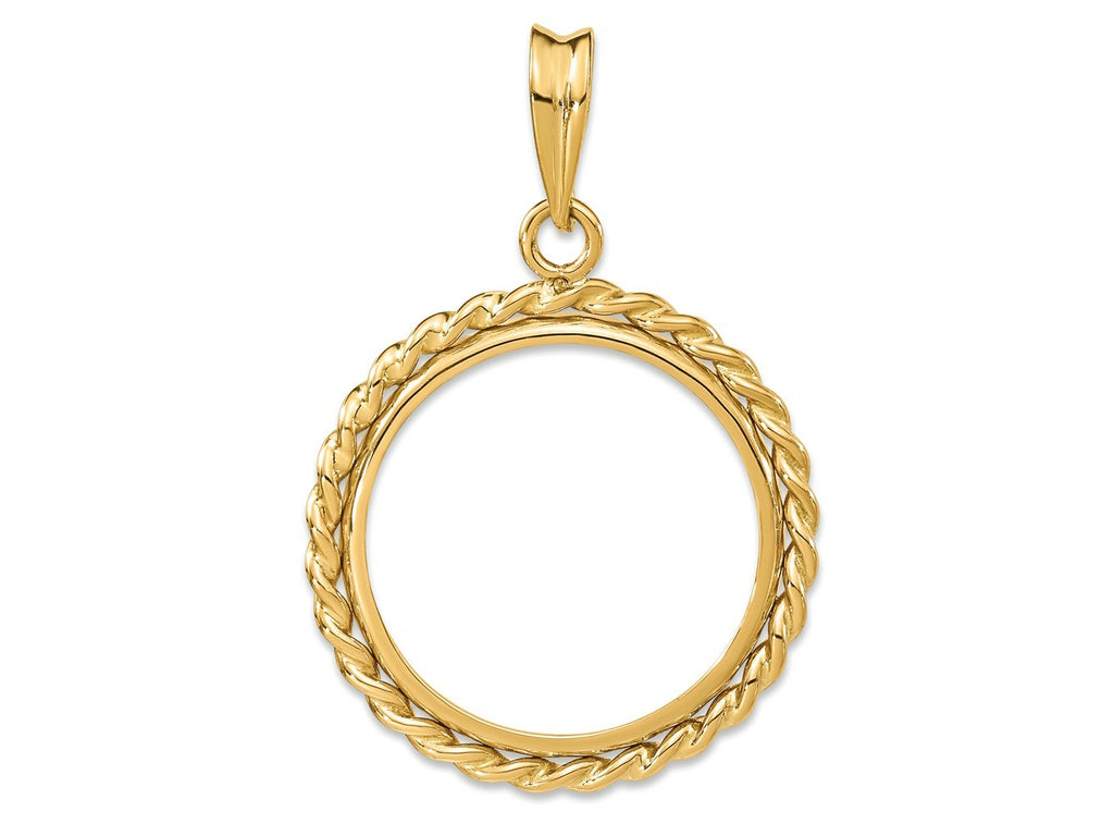 FJC Finejewelers 14 kt Yellow Gold with Twisted Wire 17.8mm Prong Coin Bezel Pendant