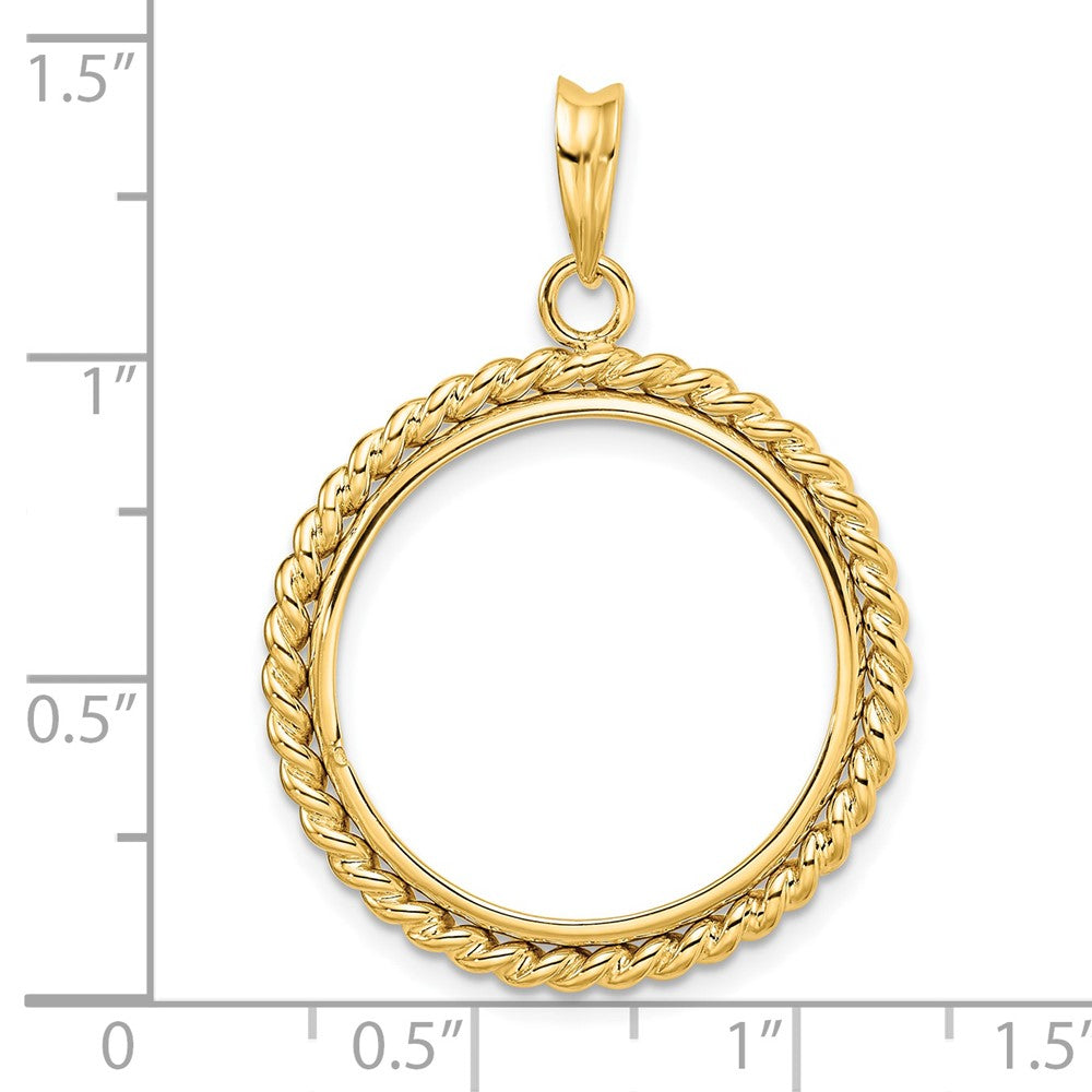 FJC Finejewelers 14 kt Yellow Gold with Twisted Wire 21.6mm Prong Coin Bezel Pendant