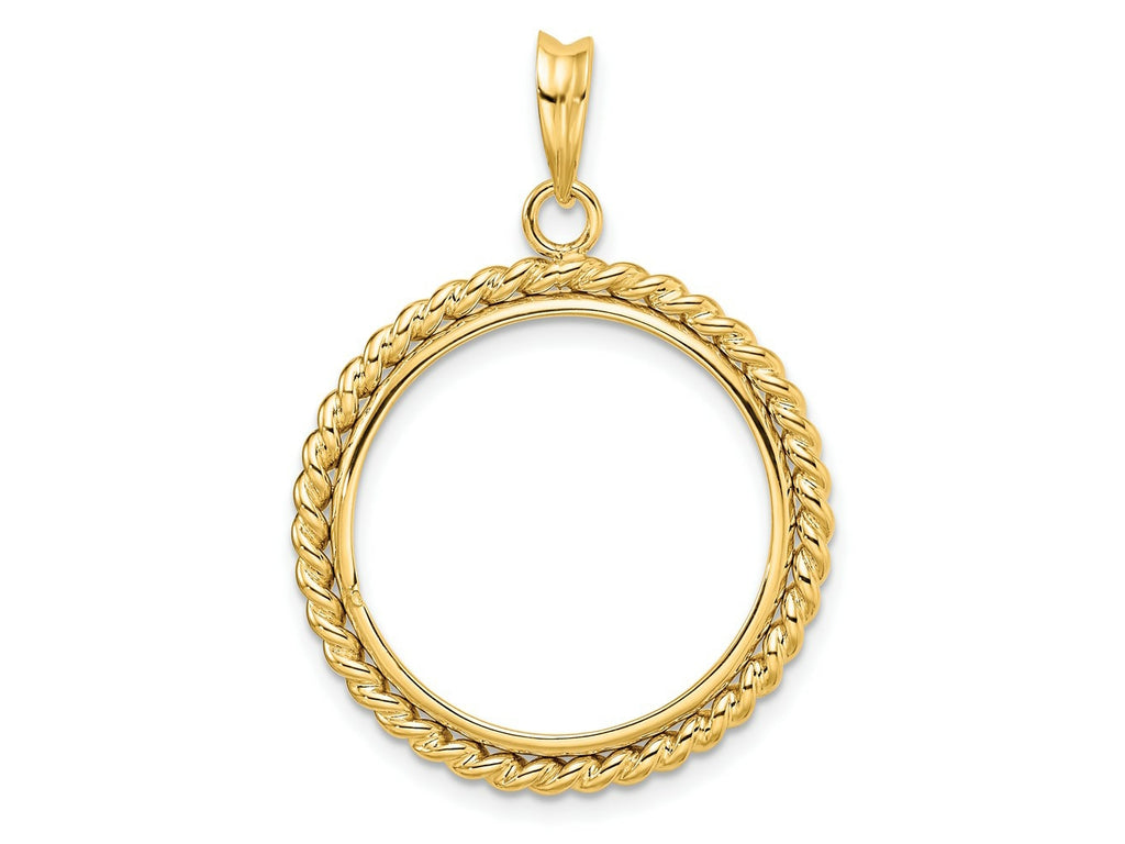 FJC Finejewelers 14 kt Yellow Gold with Twisted Wire 21.6mm Prong Coin Bezel Pendant