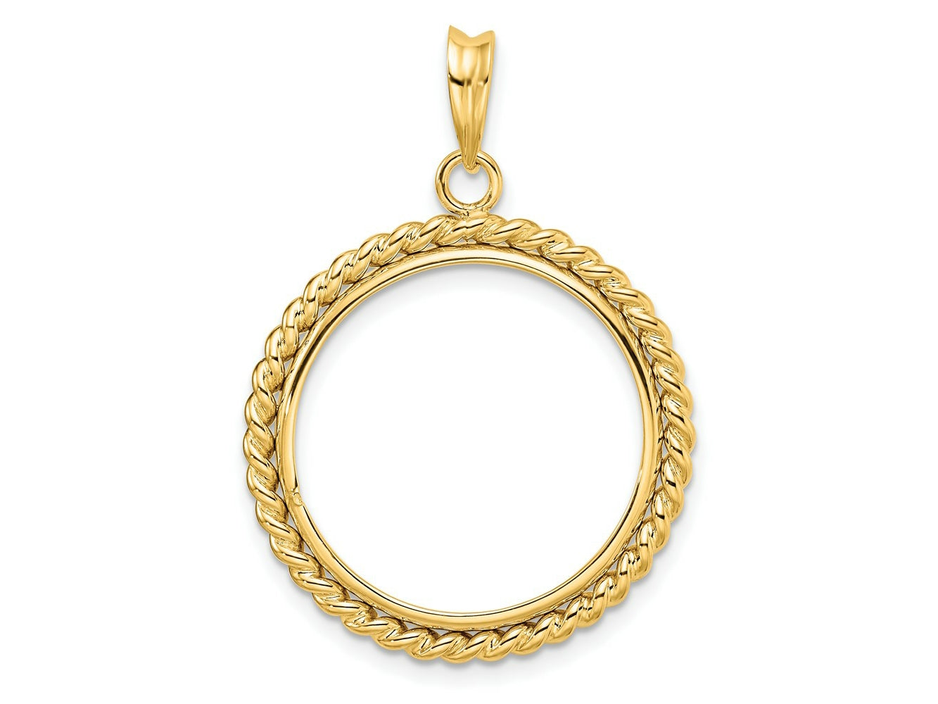 FJC Finejewelers 14 kt Yellow Gold with Twisted Wire 21.6mm Prong Coin Bezel Pendant