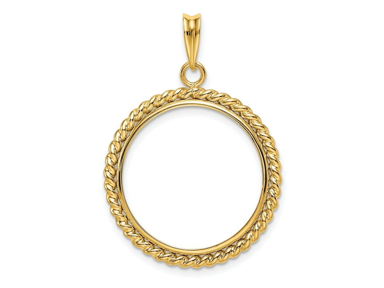 FJC Finejewelers 14 kt Yellow Gold with Twisted Wire 22.0mm Prong Coin Bezel Pendant