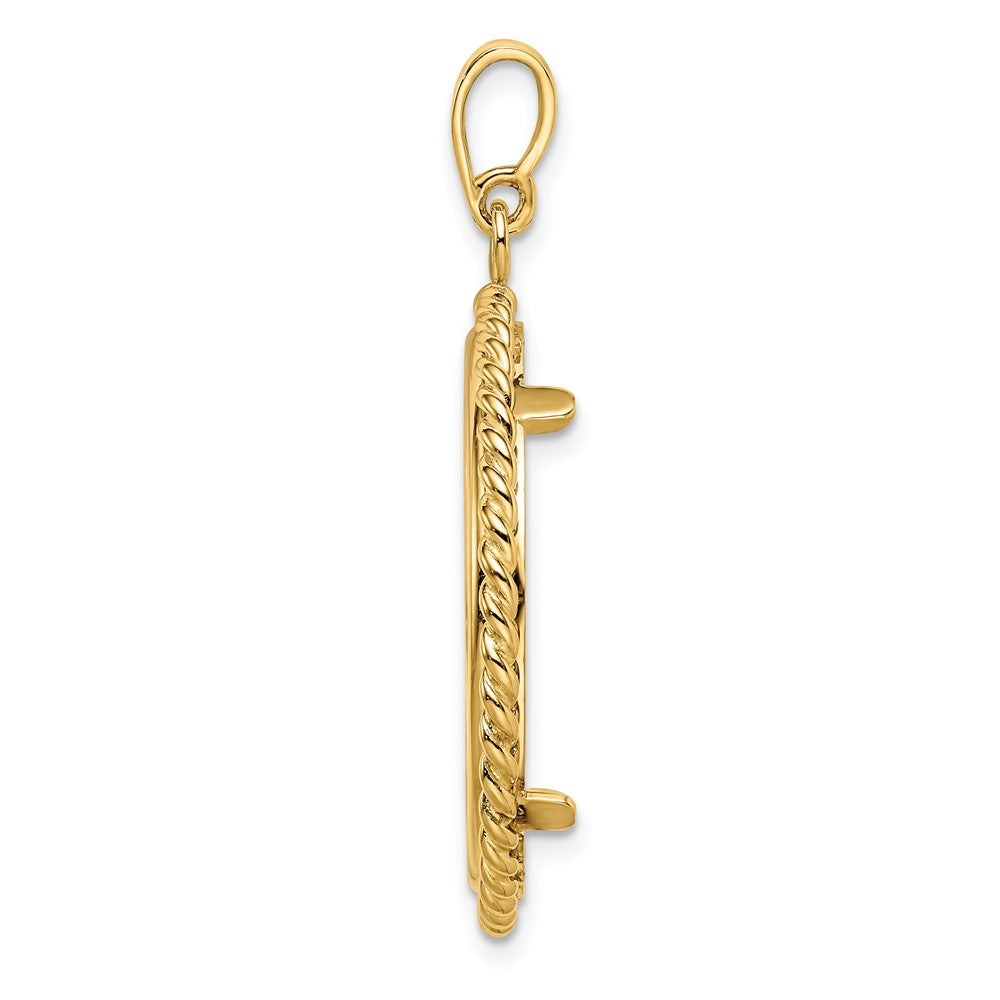 FJC Finejewelers 14 kt Yellow Gold with Twisted Wire 25.0mm Prong Coin Bezel Pendant