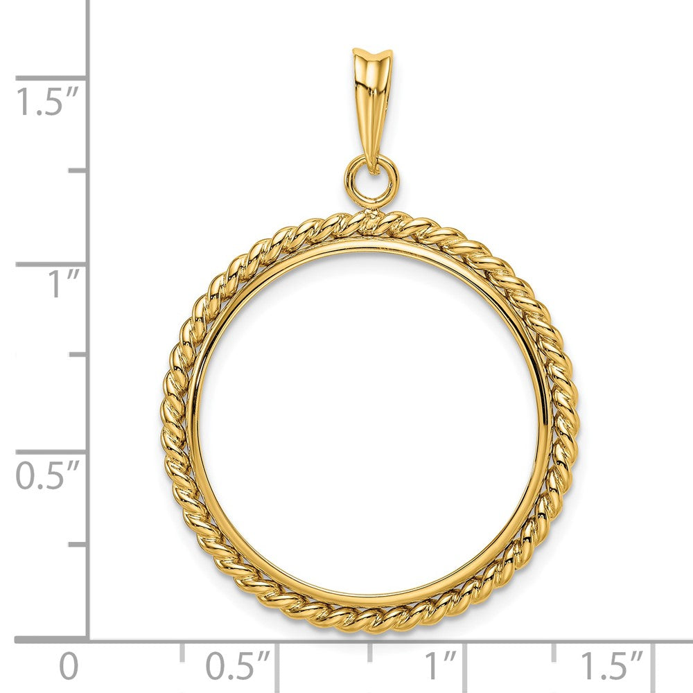 FJC Finejewelers 14 kt Yellow Gold with Twisted Wire 25.0mm Prong Coin Bezel Pendant