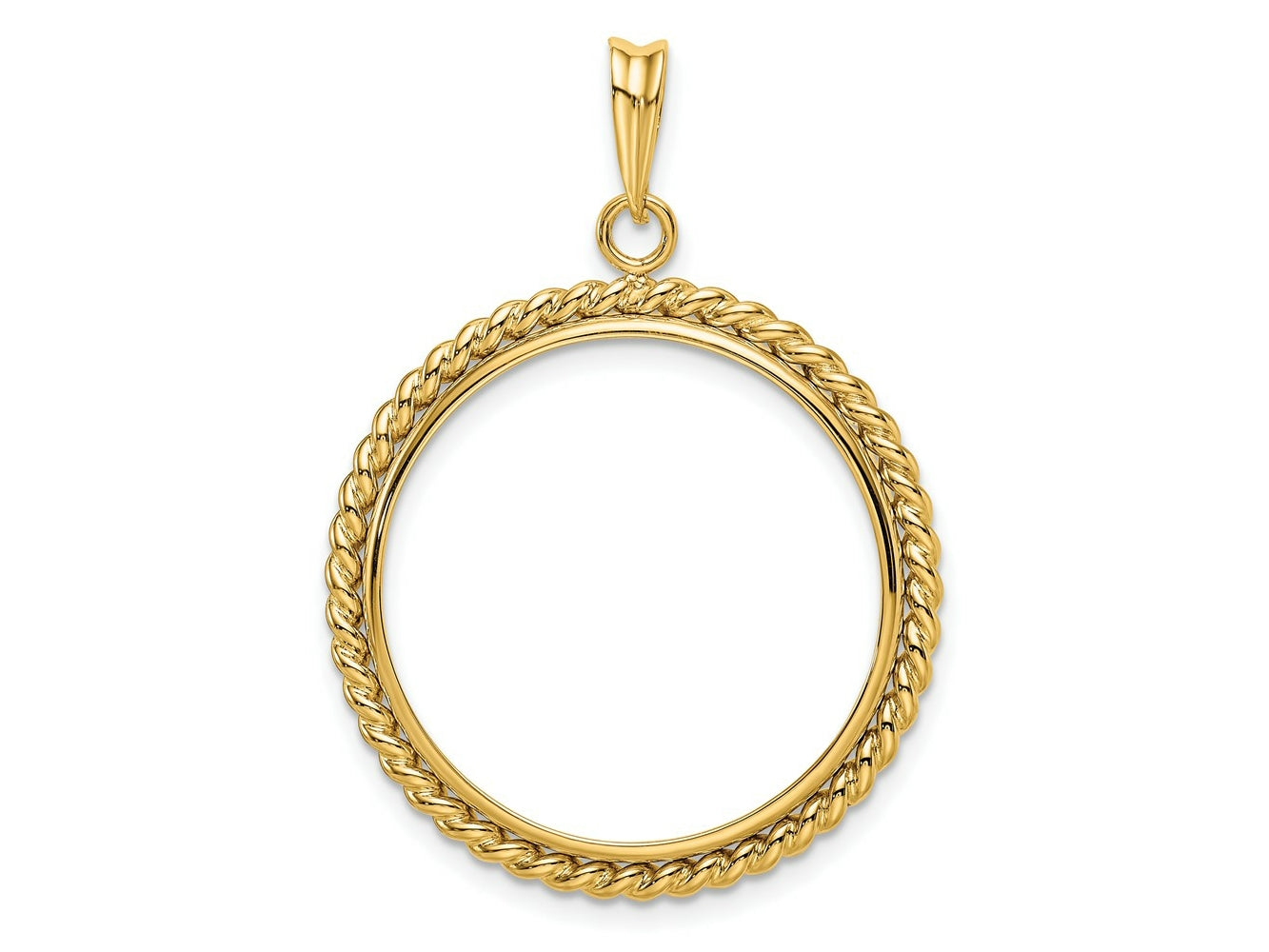 FJC Finejewelers 14 kt Yellow Gold with Twisted Wire 25.0mm Prong Coin Bezel Pendant