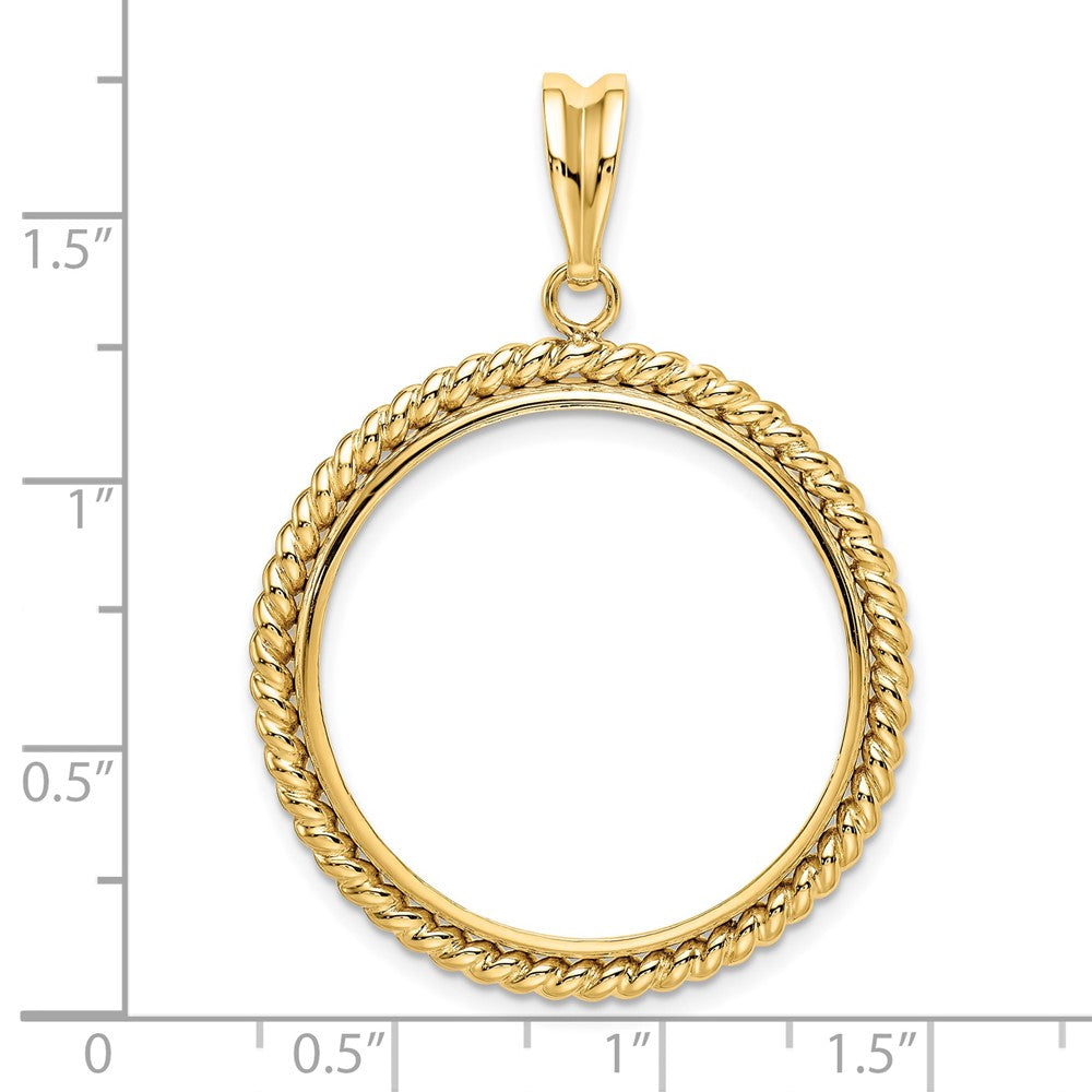 FJC Finejewelers 14 kt Yellow Gold with Twisted Wire 27.0mm Prong Coin Bezel Pendant