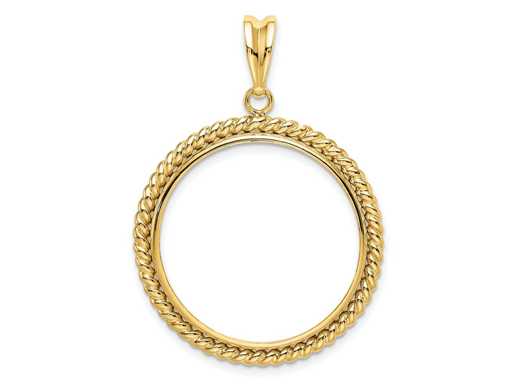 FJC Finejewelers 14 kt Yellow Gold with Twisted Wire 27.0mm Prong Coin Bezel Pendant