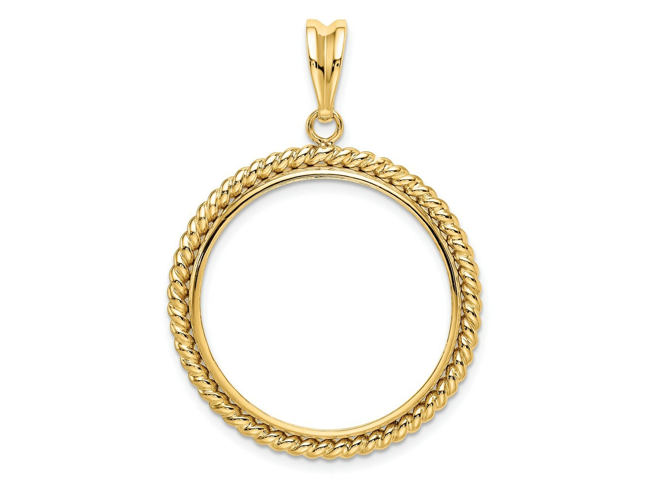 FJC Finejewelers 14 kt Yellow Gold with Twisted Wire 27.0mm Prong Coin Bezel Pendant