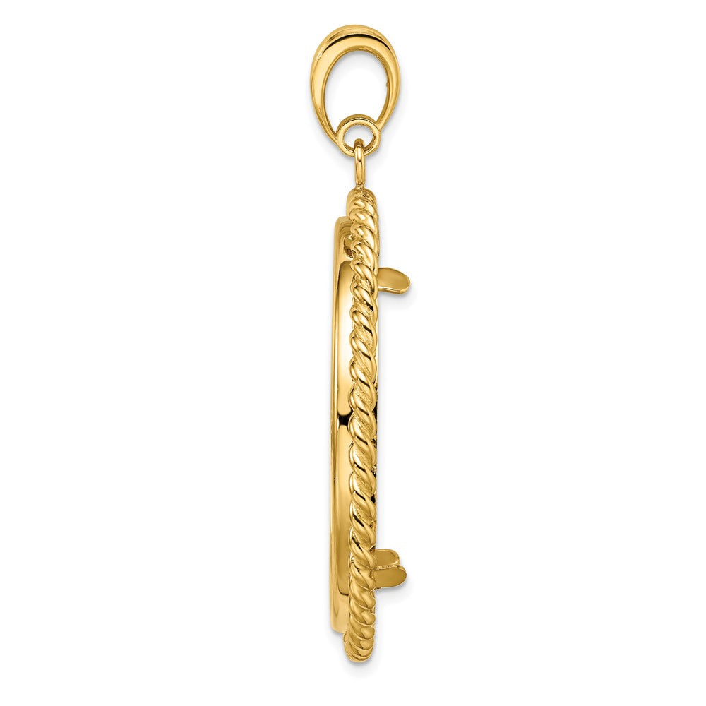 FJC Finejewelers 14 kt Yellow Gold with Twisted Wire 32.7mm Prong Coin Bezel Pendant