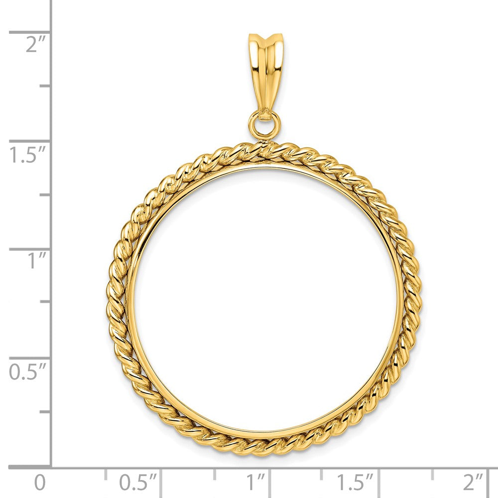 FJC Finejewelers 14 kt Yellow Gold with Twisted Wire 32.7mm Prong Coin Bezel Pendant