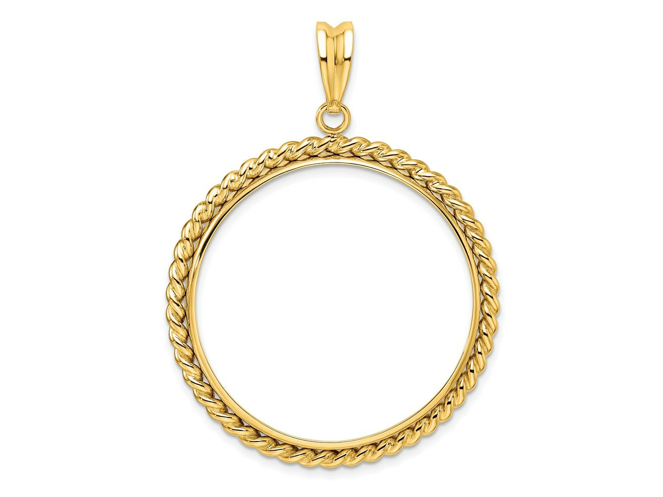 FJC Finejewelers 14 kt Yellow Gold with Twisted Wire 32.7mm Prong Coin Bezel Pendant
