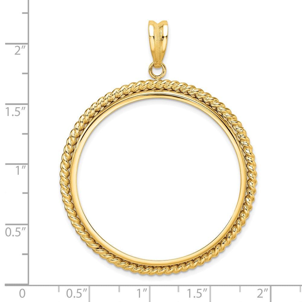 FJC Finejewelers 14 kt Yellow Gold with Twisted Wire 38.1mm Prong Coin Bezel Pendant