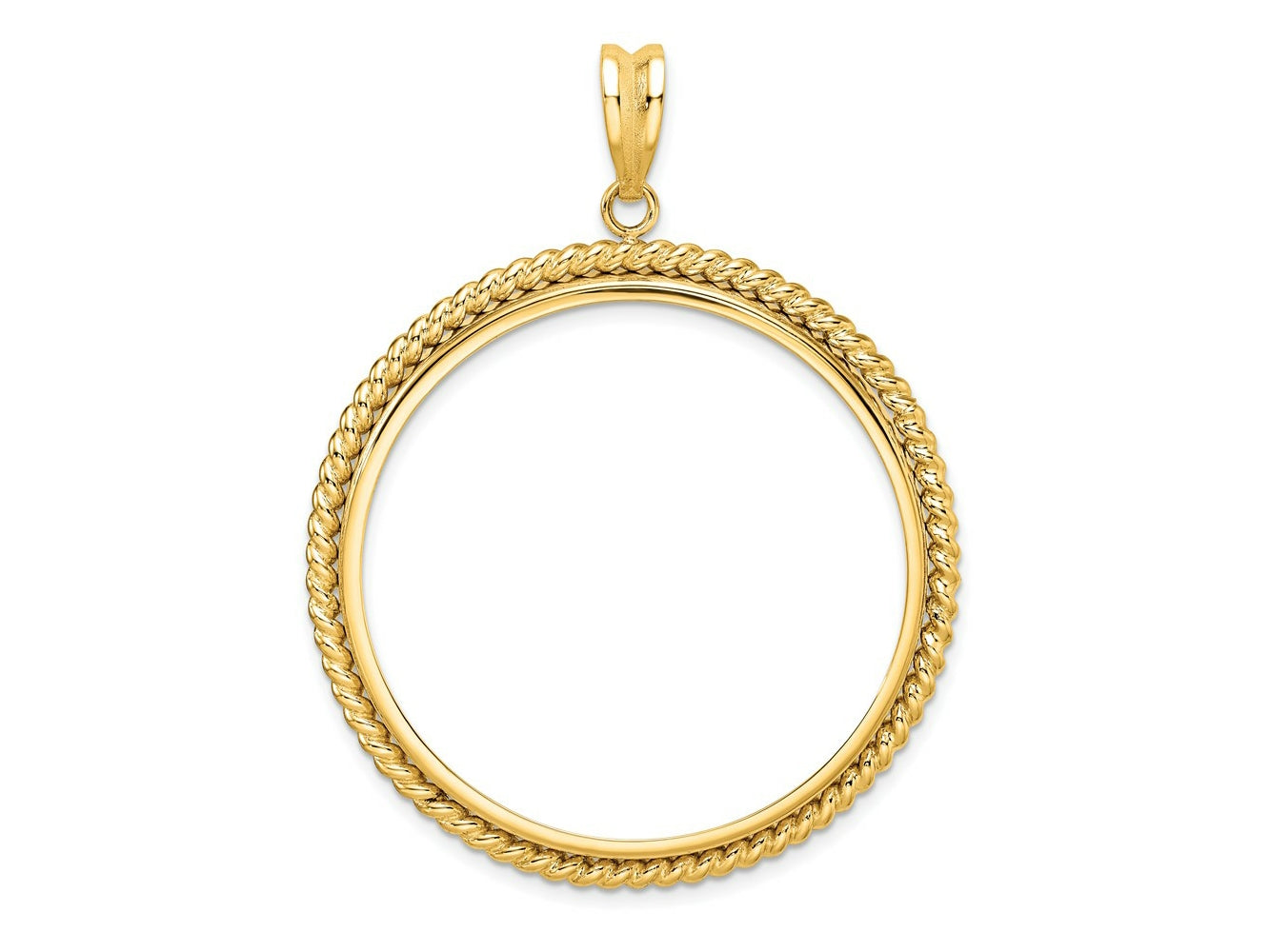 FJC Finejewelers 14 kt Yellow Gold with Twisted Wire 38.1mm Prong Coin Bezel Pendant