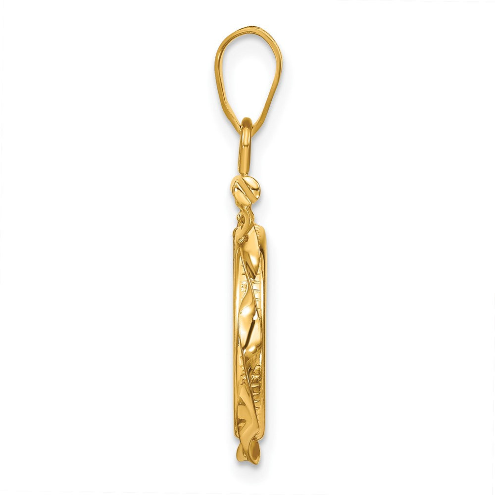 FJC Finejewelers 14 kt Yellow Gold Twisted Ribbon 13.0mm x 1.1mm Screw Top Coin Bezel Pendant