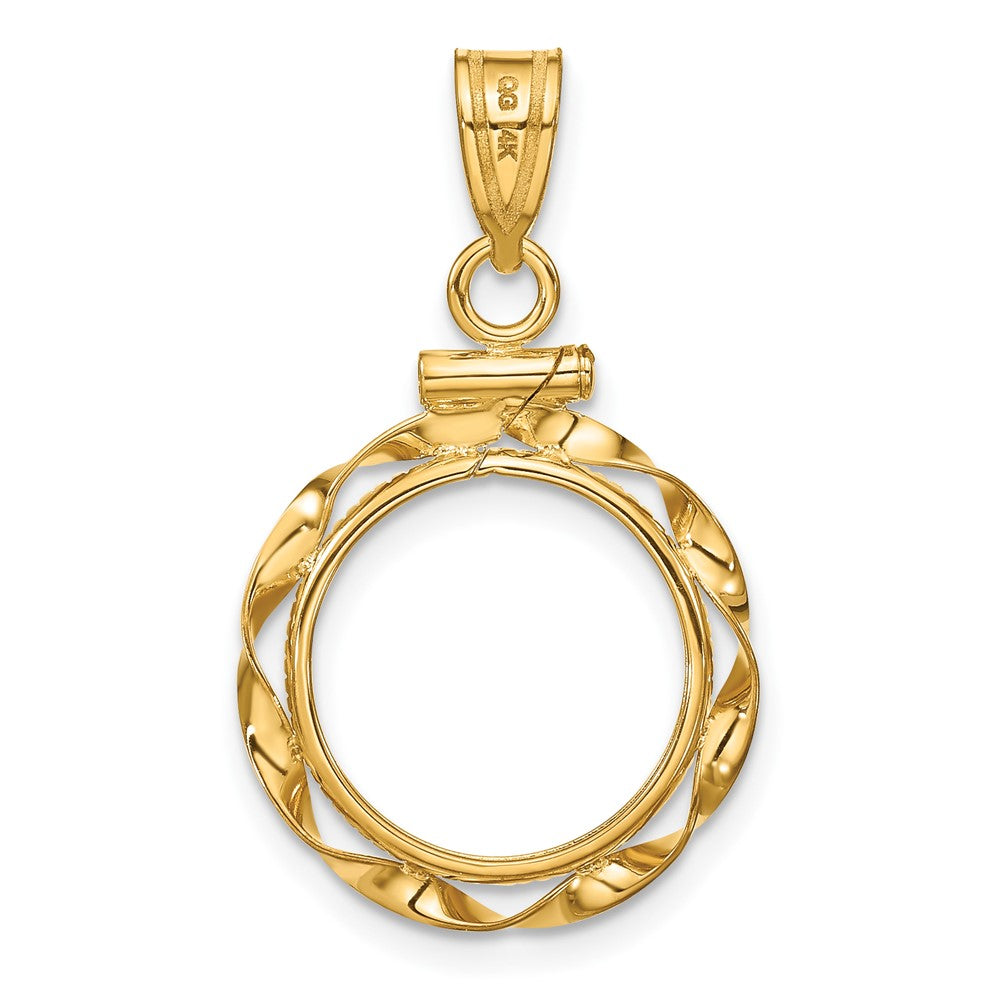 FJC Finejewelers 14 kt Yellow Gold Twisted Ribbon 13.0mm x 1.1mm Screw Top Coin Bezel Pendant