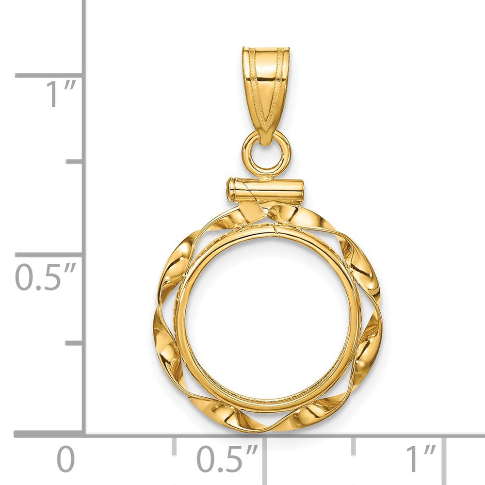 FJC Finejewelers 14 kt Yellow Gold Twisted Ribbon 13.0mm x 1.1mm Screw Top Coin Bezel Pendant