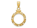 FJC Finejewelers 14 kt Yellow Gold Twisted Ribbon 13.0mm x 1.1mm Screw Top Coin Bezel Pendant