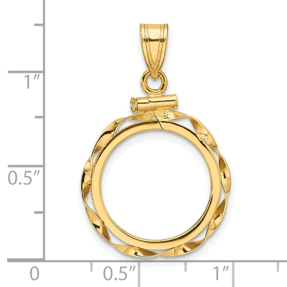 FJC Finejewelers 14 kt Yellow Gold Twisted Ribbon 16.5mm x 1.35mm Screw Top Coin Bezel Pendant