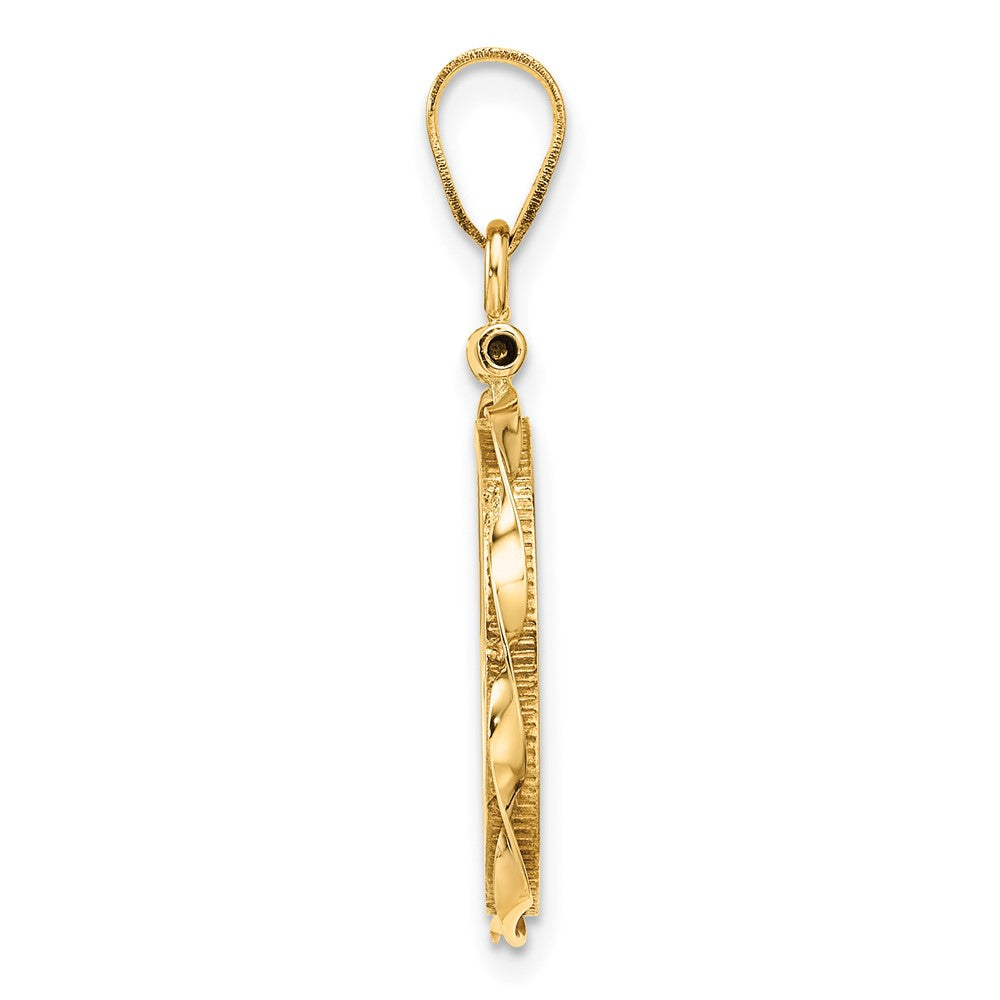 FJC Finejewelers 14 kt Yellow Gold Twisted Ribbon 16.5mm x 1.35mm Screw Top Coin Bezel Pendant