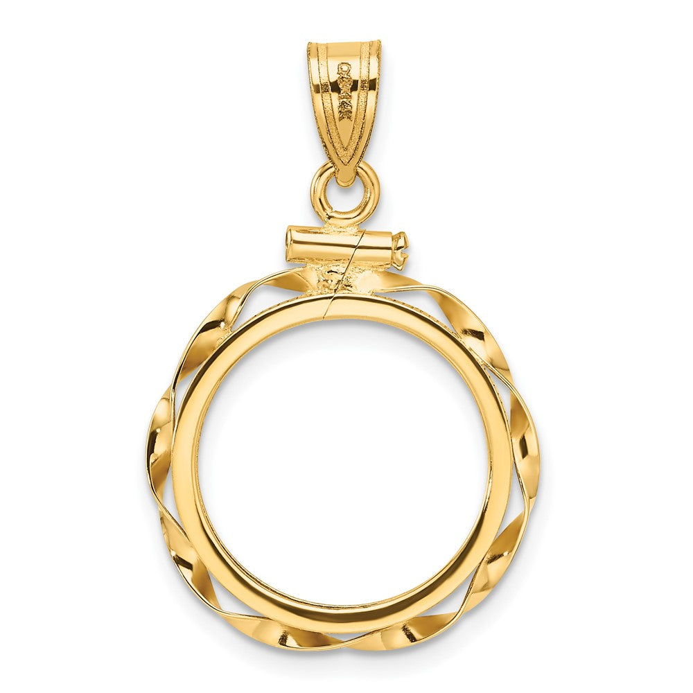FJC Finejewelers 14 kt Yellow Gold Twisted Ribbon 16.5mm x 1.35mm Screw Top Coin Bezel Pendant