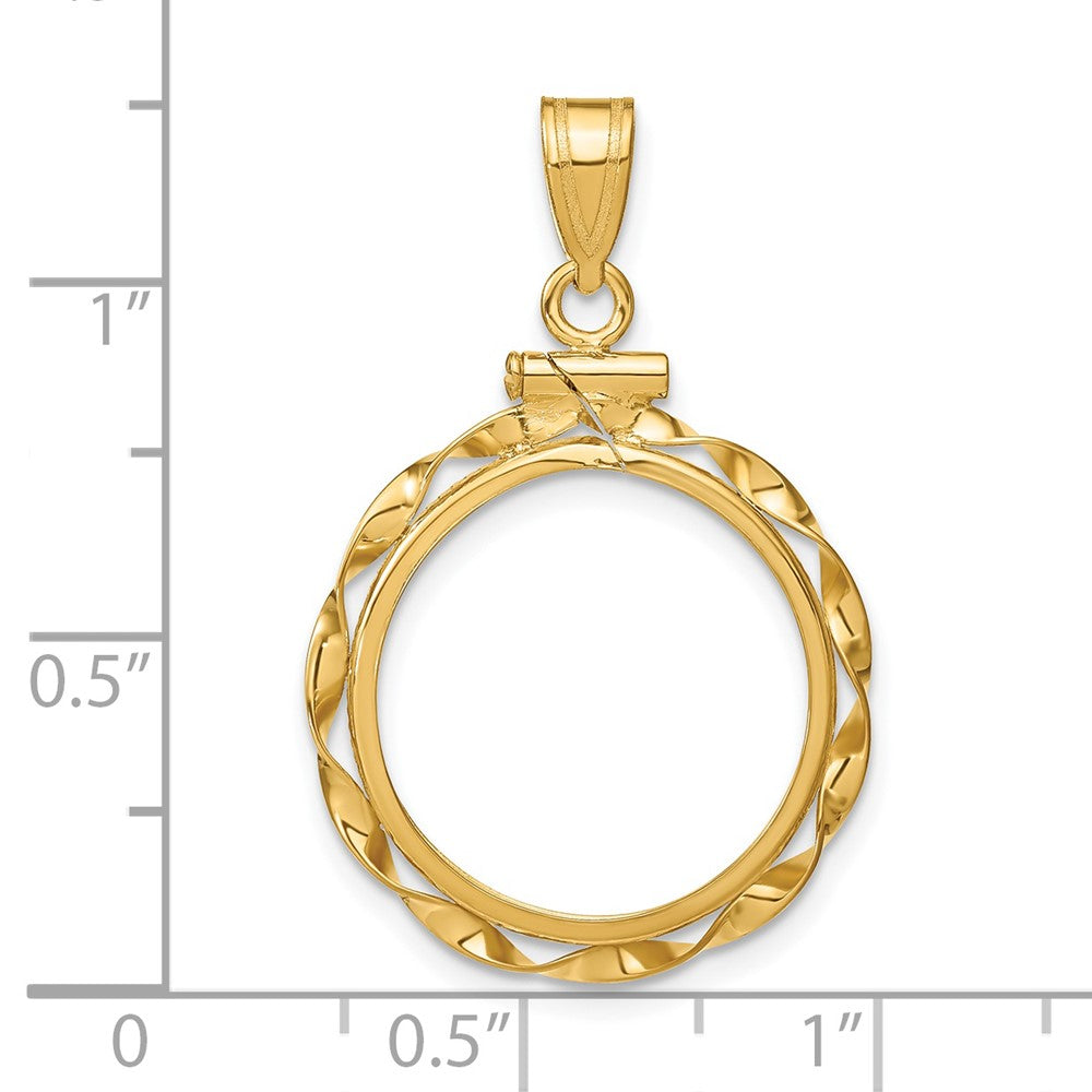 FJC Finejewelers 14 kt Yellow Gold Twisted Ribbon 17.8mm x 1.35mm Screw Top Coin Bezel Pendant
