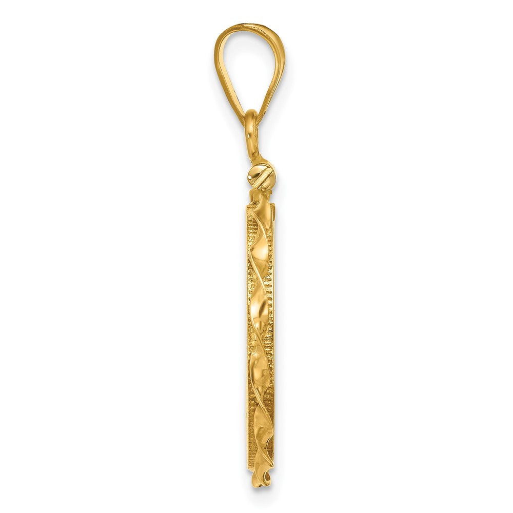FJC Finejewelers 14 kt Yellow Gold Twisted Ribbon 17.8mm x 1.35mm Screw Top Coin Bezel Pendant