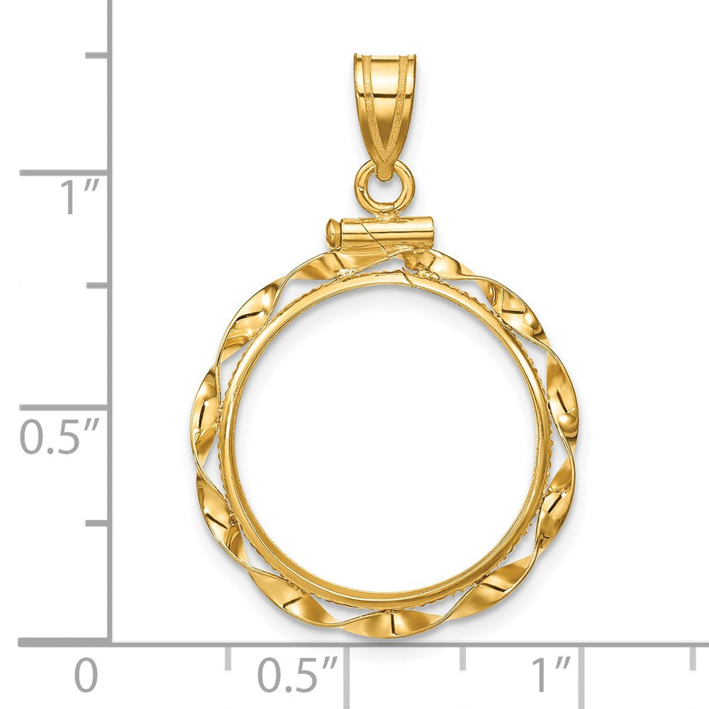 FJC Finejewelers 14 kt Yellow Gold Twisted Ribbon 18.0mm x 1.35mm Screw Top Coin Bezel Pendant