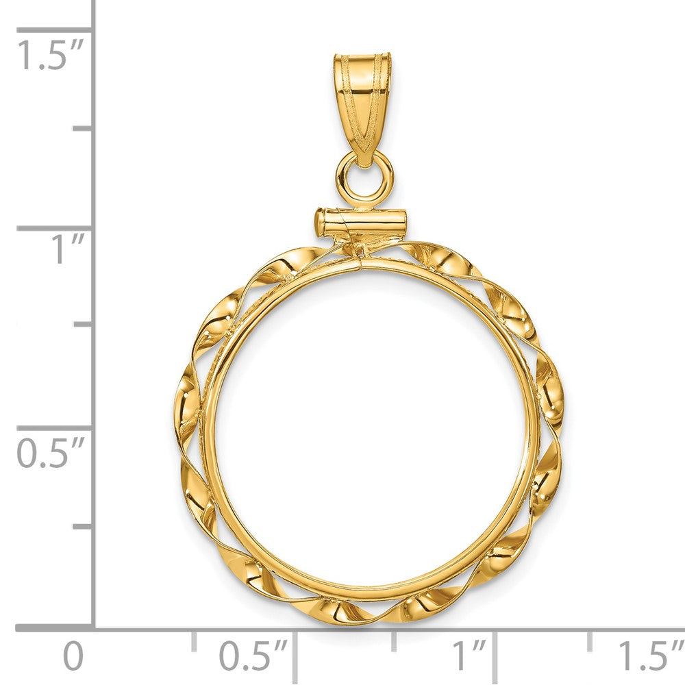 FJC Finejewelers 14 kt Yellow Gold Twisted Ribbon 21.6mm x 1.7mm Screw Top Coin Bezel Pendant