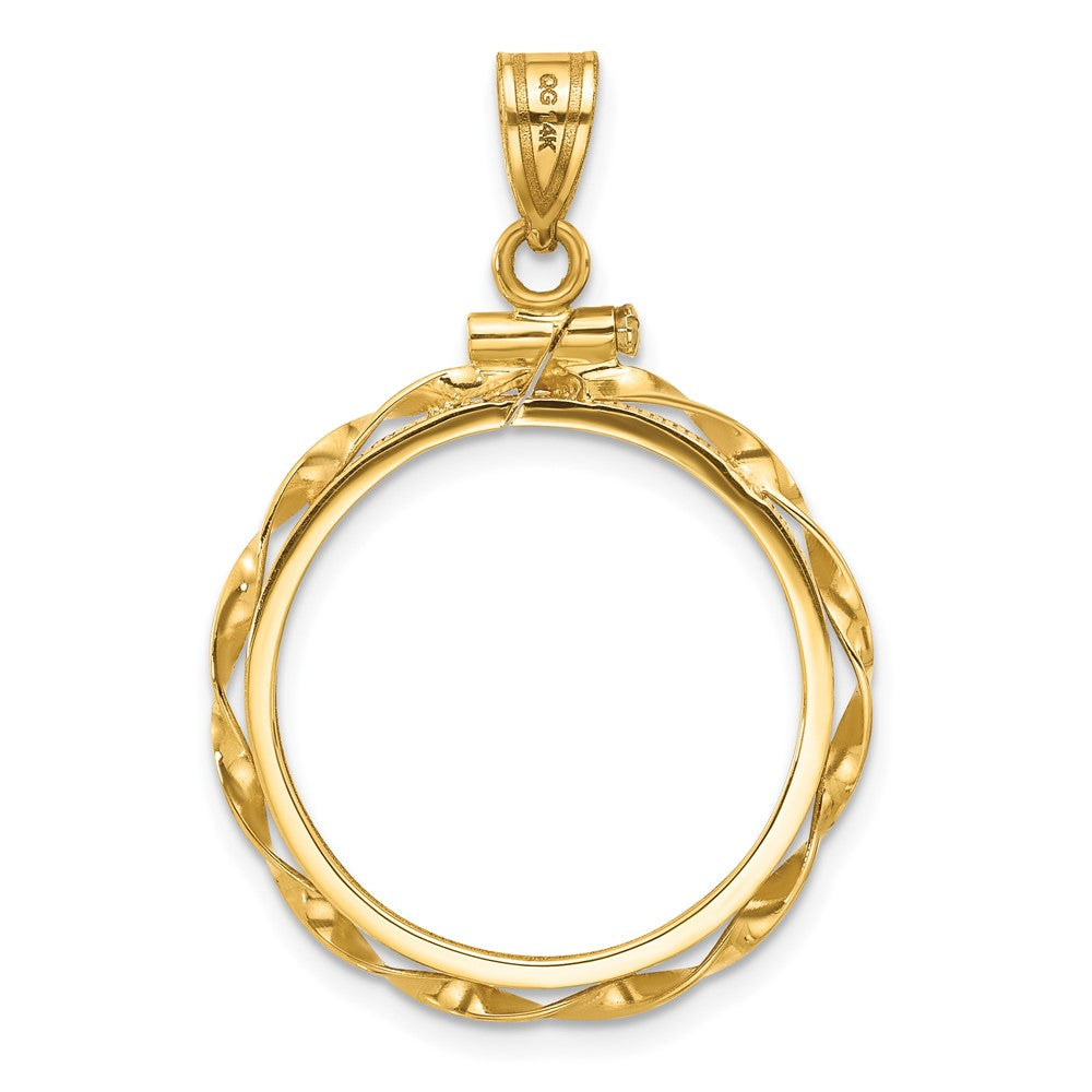 FJC Finejewelers 14 kt Yellow Gold Twisted Ribbon 21.6mm x 1.7mm Screw Top Coin Bezel Pendant