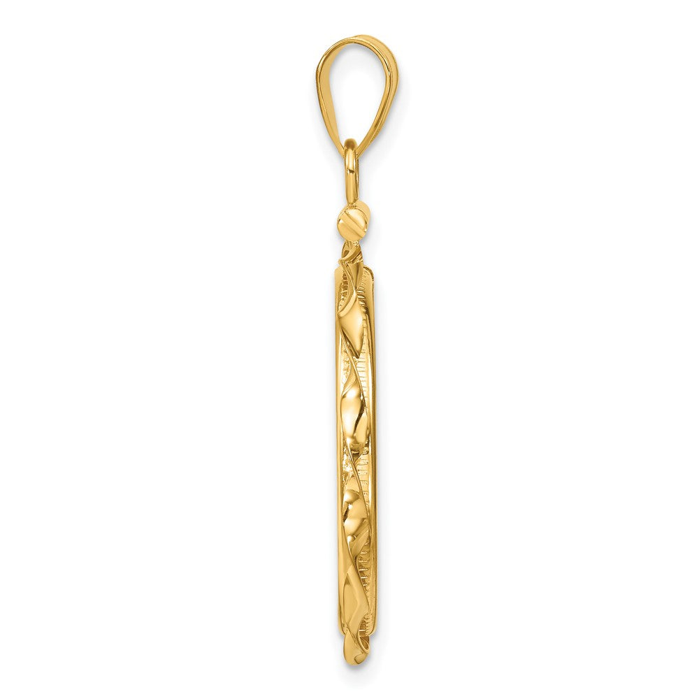 FJC Finejewelers 14 kt Yellow Gold Twisted Ribbon 22.0mm x 1.9mm Screw Top Coin Bezel Pendant