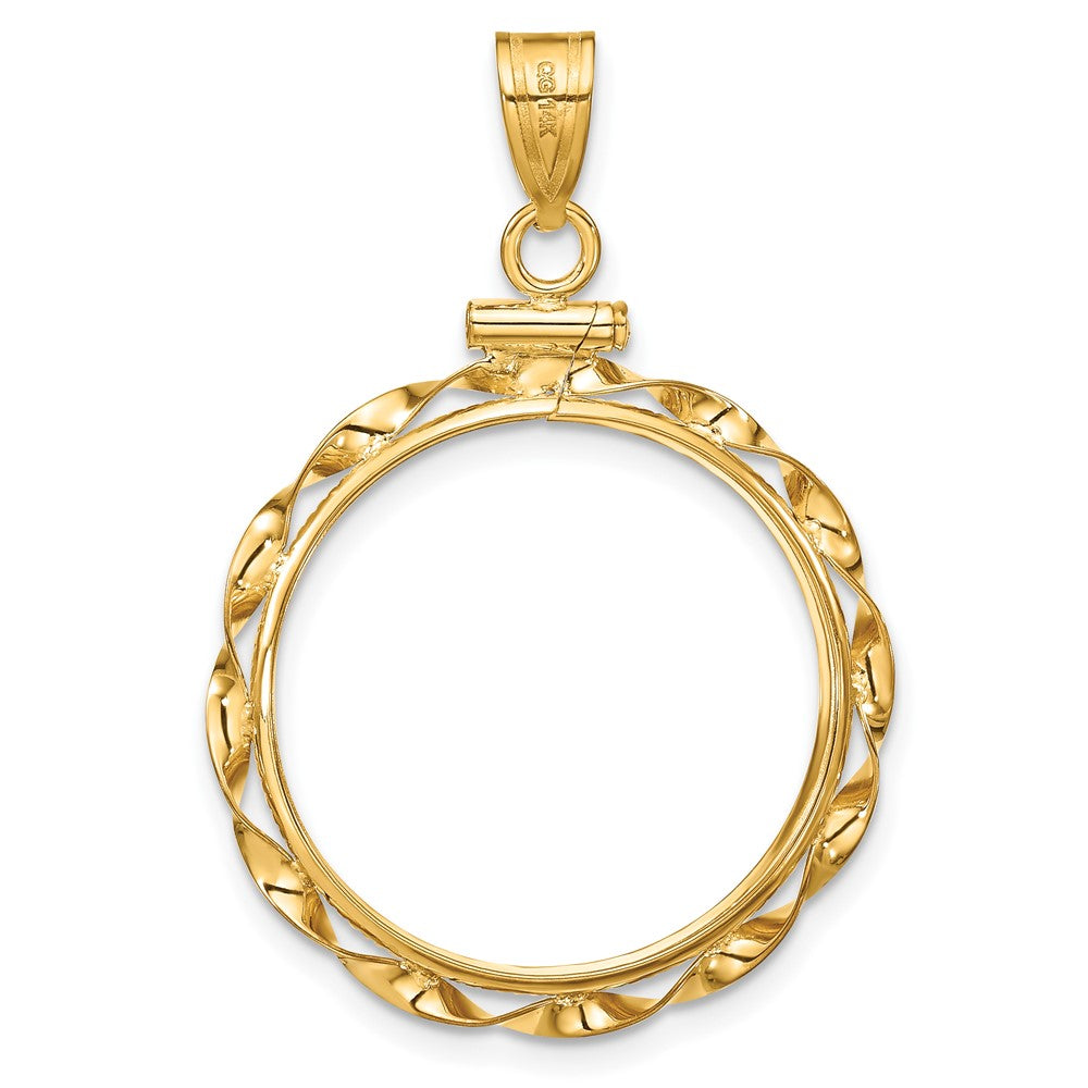 FJC Finejewelers 14 kt Yellow Gold Twisted Ribbon 22.0mm x 1.9mm Screw Top Coin Bezel Pendant