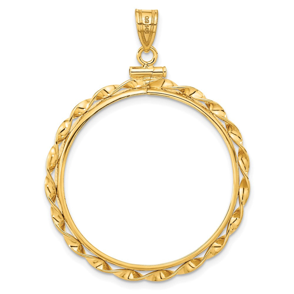 FJC Finejewelers 14 kt Yellow Gold Twisted Ribbon 30.0mm x 3.00mm Screw Top Coin Bezel Pendant