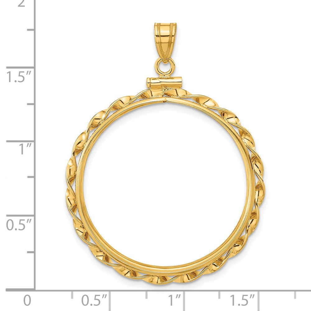 FJC Finejewelers 14 kt Yellow Gold Twisted Ribbon 30.0mm x 3.00mm Screw Top Coin Bezel Pendant