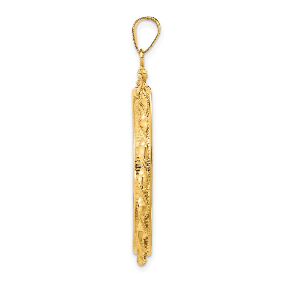 FJC Finejewelers 14 kt Yellow Gold Twisted Ribbon 30.0mm x 3.00mm Screw Top Coin Bezel Pendant