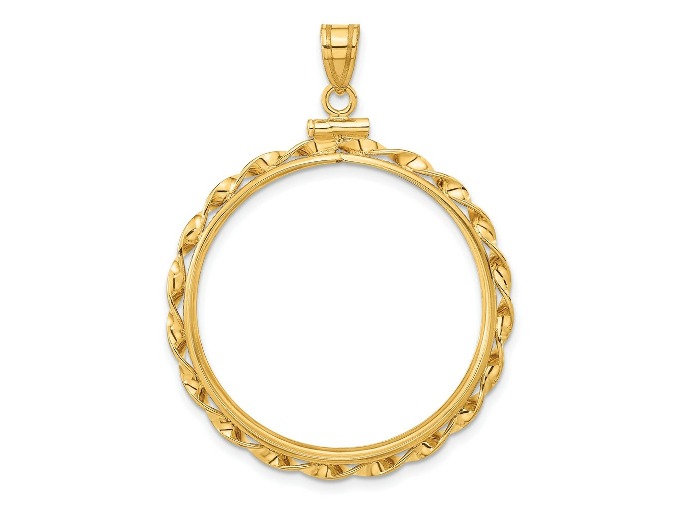 FJC Finejewelers 14 kt Yellow Gold Twisted Ribbon 30.0mm x 3.00mm Screw Top Coin Bezel Pendant