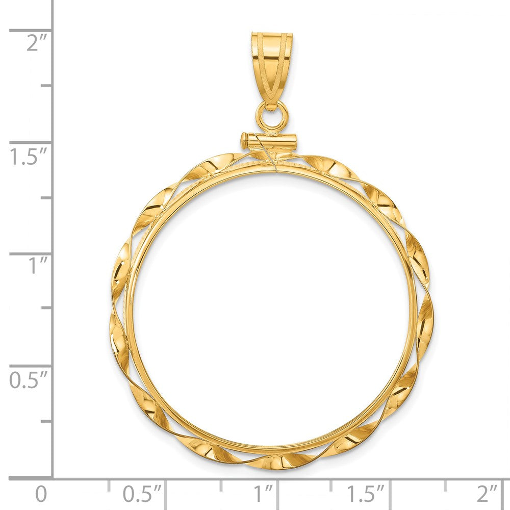 FJC Finejewelers 14 kt Yellow Gold Twisted Ribbon 32.7mm x 3.00mm Screw Top Coin Bezel Pendant