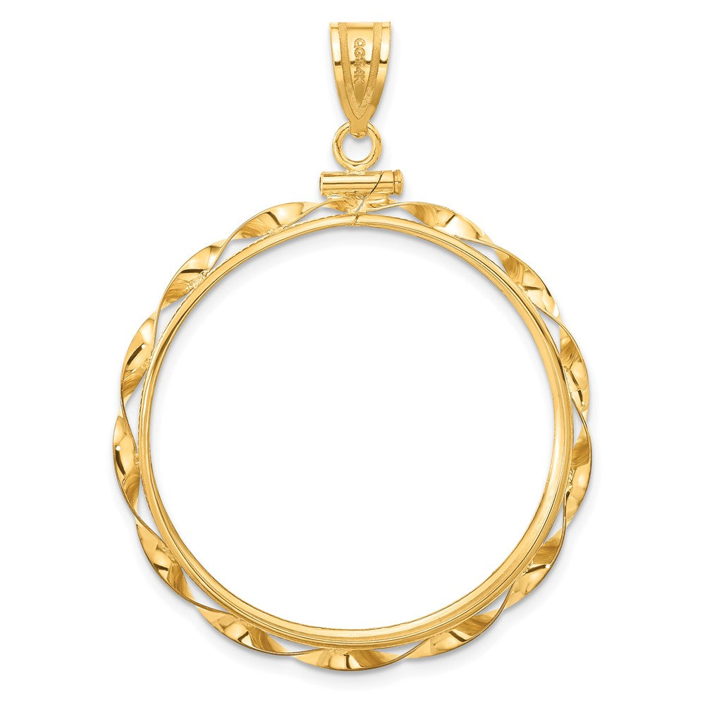 FJC Finejewelers 14 kt Yellow Gold Twisted Ribbon 32.7mm x 3.00mm Screw Top Coin Bezel Pendant