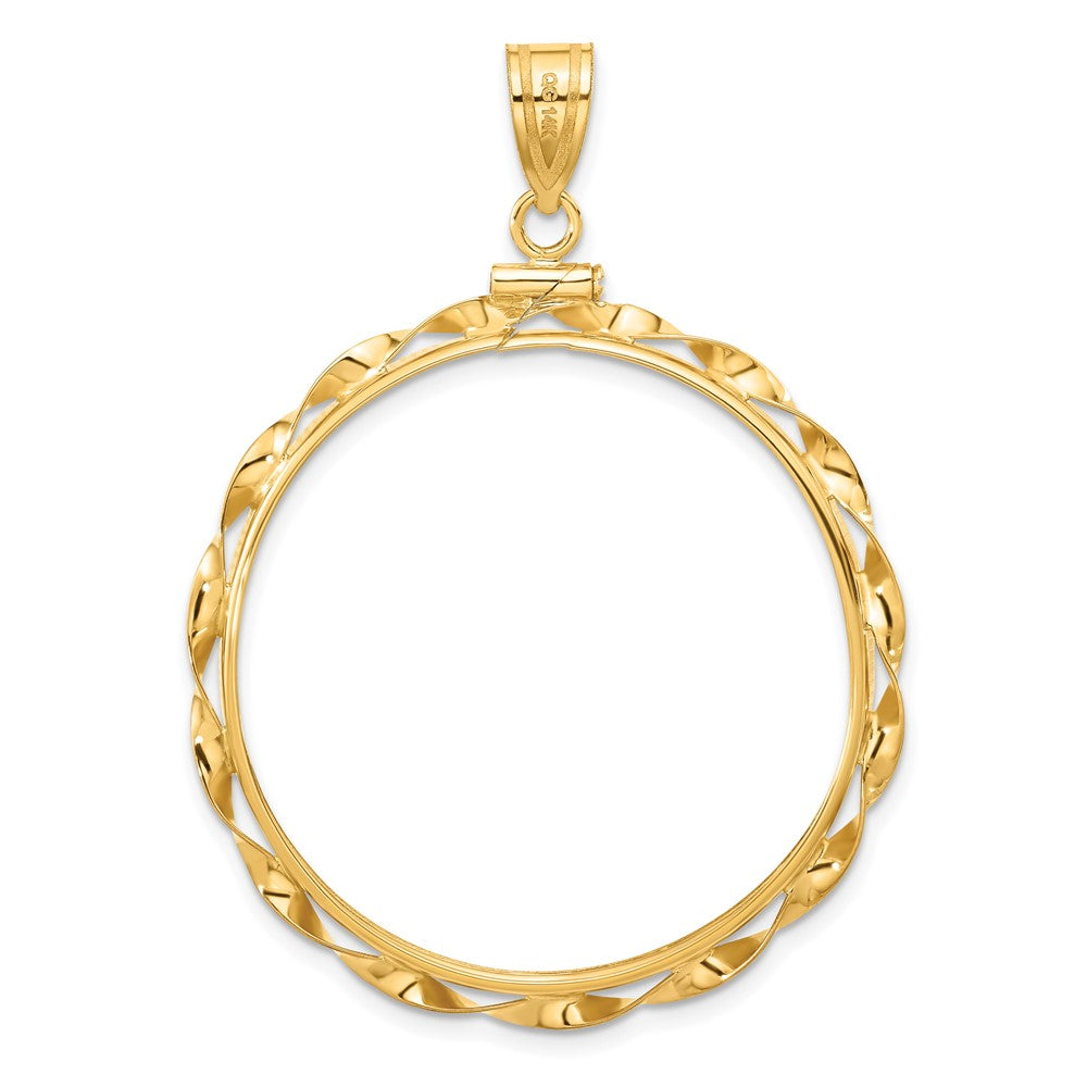 FJC Finejewelers 14 kt Yellow Gold Twisted Ribbon 34.2mm x 2.85mm Screw Top Coin Bezel Pendant